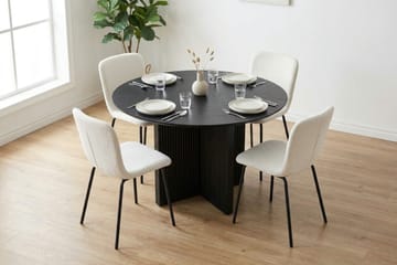 Edda Spisegruppe rundt 110 cm Svart med 4 Katy spisestoler - Svart - Møbler - Bord - Spisegruppe