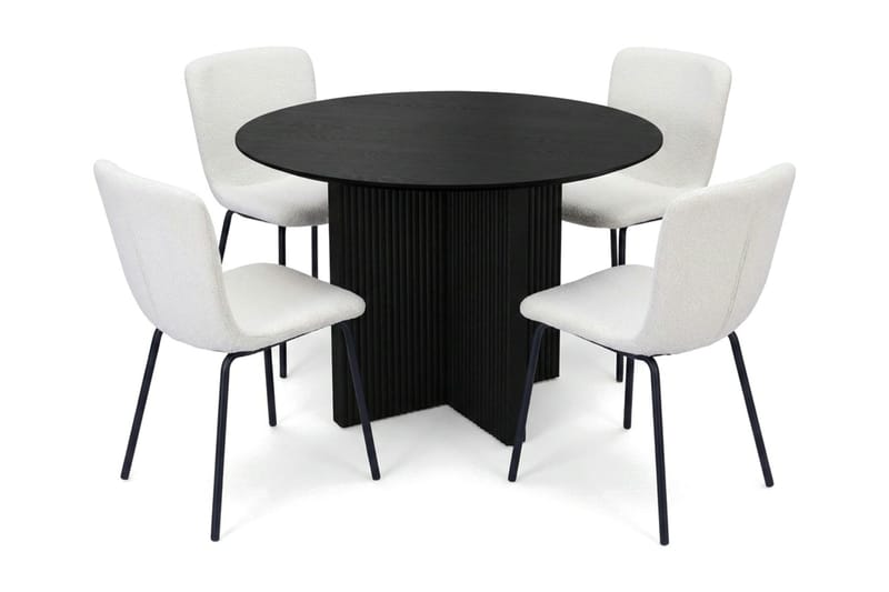 Edda Spisegruppe rundt 110 cm Svart med 4 Katy spisestoler - Svart - Møbler - Bord - Spisegruppe