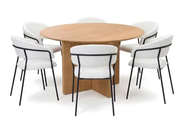 Edda spisegruppe rundt 130 cm eik med 6 Karol spisestoler - Eik - Møbler - Bord - Spisegruppe