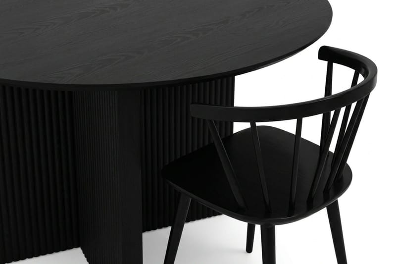 Edda spisegruppe rundt 130 cm svart med 6 Tyrö spisestoler - Svart - Møbler - Bord - Spisegruppe
