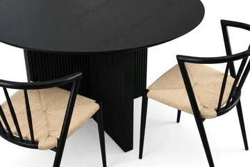 Edda spisegruppe rundt 130 cm svart med 6 Winston spisestoler - Svart - Møbler - Bord - Spisegruppe