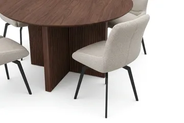 Edda spisegruppe rundt 130 cm valnøtt med 6 Mora spisestoler - Valnøtt - Møbler - Bord - Spisegruppe