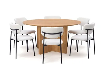 Edda spisegruppe rundt 150 cm eik med 6 Lucy spisestoler - Eik - Møbler - Bord - Spisegruppe