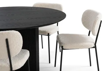 Edda spisegruppe rundt 150 cm svart med 6 Gemmiano spisestoler - Svart - Møbler - Bord - Spisegruppe