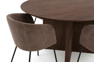 Edda spisegruppe rundt 150 cm valnøtt med 6 Berit spisestoler - Møbler - Bord - Spisegruppe