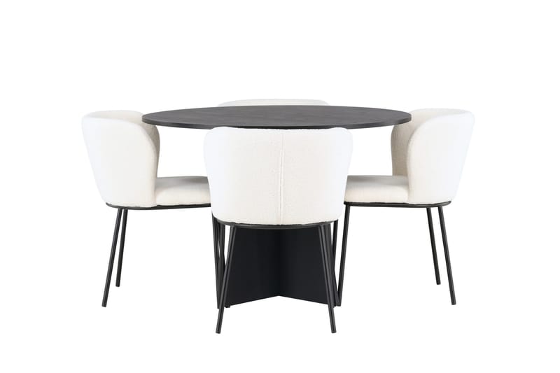 Edina Spisegruppe 110 cm Rund med 4 Edina Stoler, Svart