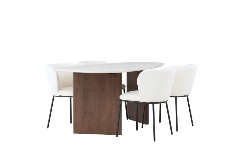 Edina Spisegruppe 180 cm Oval med 4 Edina Stoler - Mocca - Møbler - Bord - Spisegruppe