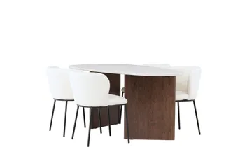 Edina Spisegruppe 180 cm Oval med 4 Edina Stoler - Mocca - Møbler - Bord - Spisegruppe