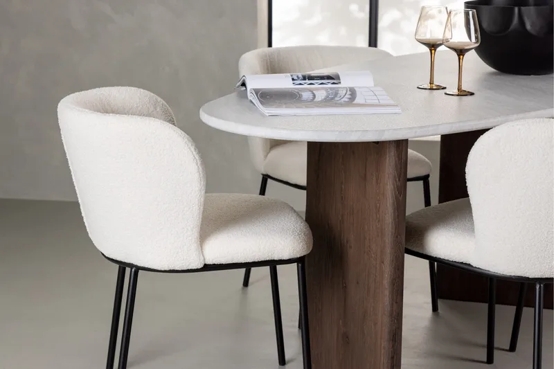 Edina Spisegruppe 180 cm Oval med 4 Edina Stoler - Mocca - Møbler - Bord - Spisegruppe