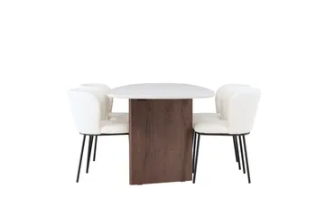 Edina Spisegruppe 180 cm Oval med 4 Edina Stoler - Mocca - Møbler - Bord - Spisegruppe