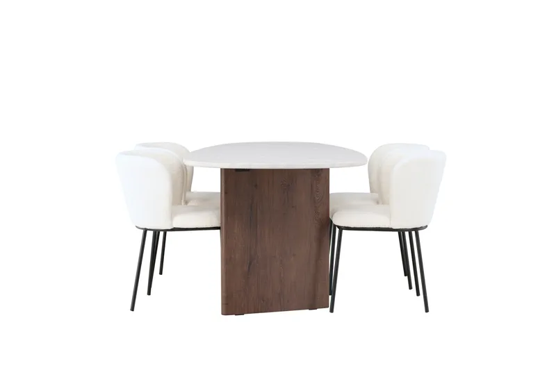 Edina Spisegruppe 180 cm Oval med 4 Edina Stoler - Mocca - Møbler - Bord - Spisegruppe