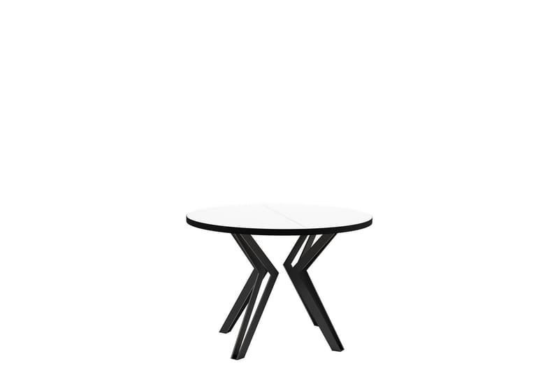 Elan Uttrekkbart Rundt Spisebord 100 cm med Metallutseende, Svart|Hvit