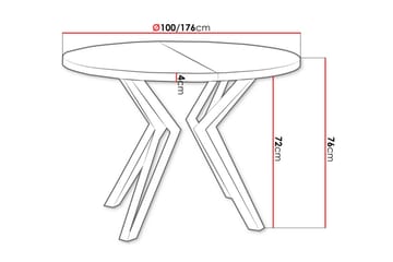 Elan Uttrekkbart Rundt Spisebord 100 cm med Metallutseende - Svart|Hvit - Møbler - Bord - Spisebord & kjøkkenbord