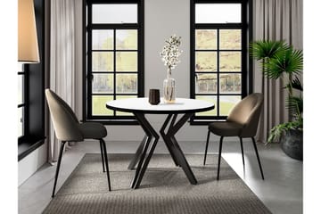 Elan Uttrekkbart Rundt Spisebord 100 cm med Metallutseende - Svart|Hvit - Møbler - Bord - Spisebord & kjøkkenbord