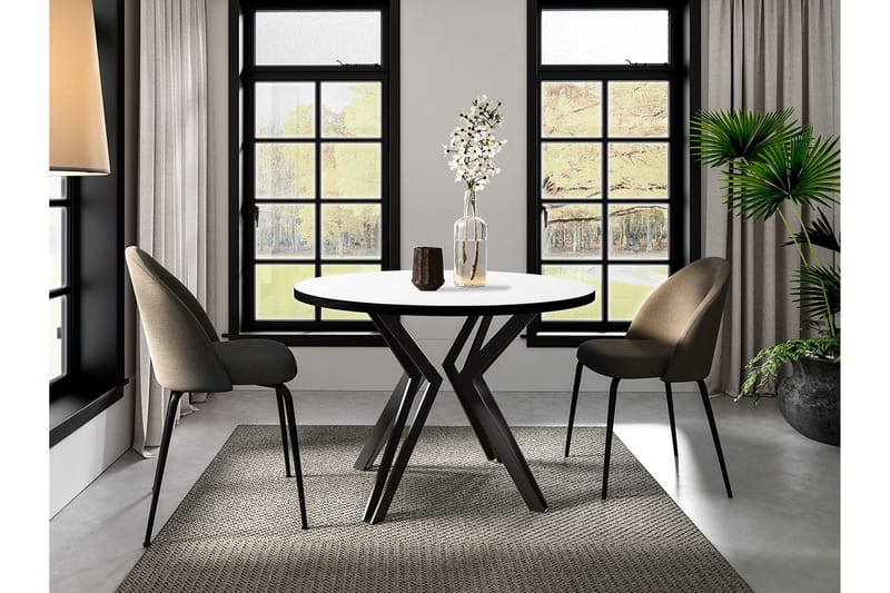 Elan Uttrekkbart Rundt Spisebord 100 cm med Metallutseende - Svart|Hvit - Møbler - Bord - Spisebord & kjøkkenbord
