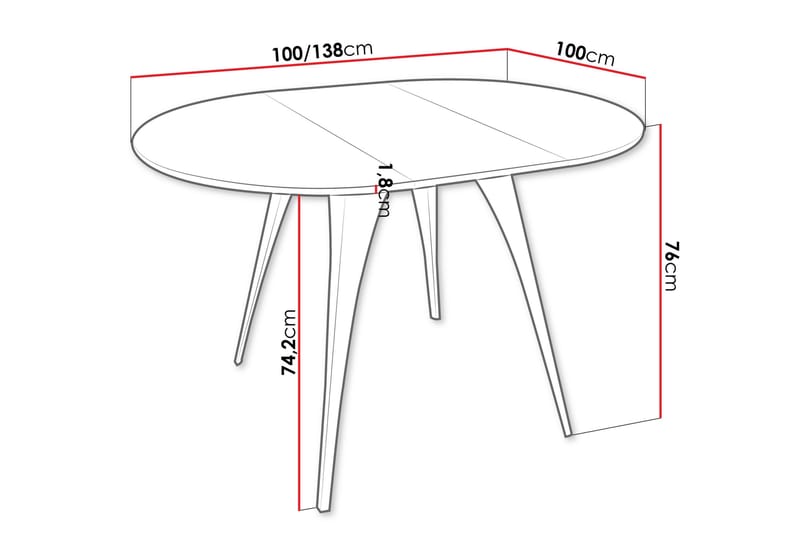 Eldo Uttrekkbart Rundt Spisebord 100 cm med Eik- og Metallutseende - Svart|Beige - Møbler - Bord - Spisebord & kjøkkenbord