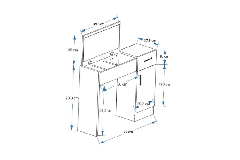 Elgar Sminkebord 77 cm - Brun/Hvit - Møbler - Bord - Sminkebord & toalettbord