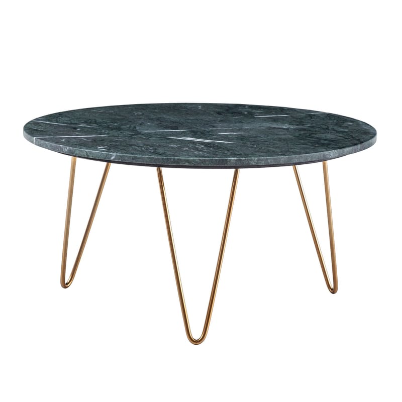 Eliano sofabord 70 cm - Grønn marmor og gull - Møbler - Bord - Marmorbord