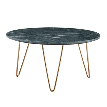 Eliano sofabord 70 cm - Grønn marmor og gull - Møbler - Bord - Marmorbord