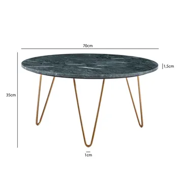Eliano sofabord 70 cm - Grønn marmor og gull - Møbler - Bord - Marmorbord