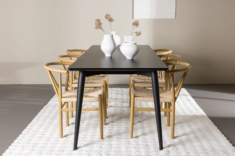Ellis spisebord 230x85 cm med 6 Alfons armstoler