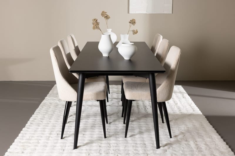 Ellis spisebord 230x85 cm med 6 Leone spisestoler