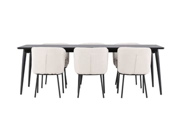 Ellis Spisegruppe 230 cm Rektangulær med 6 Agnes stoler - Sort/Hvid - Møbler - Bord - Spisegruppe