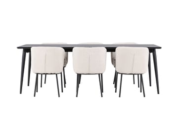 Ellis Spisegruppe 230 cm Rektangulær med 6 Agnes stoler - Sort/Hvid - Møbler - Bord - Spisegruppe