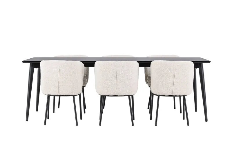 Ellis Spisegruppe 230 cm Rektangulær med 6 Agnes stoler - Sort/Hvid - Møbler - Bord - Spisegruppe