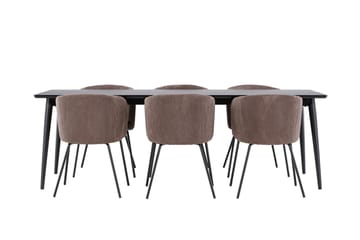 Ellis Spisegruppe 230 cm Rektangulær med 6 Berit stoler - Sort/Brun - Møbler - Bord - Spisegruppe