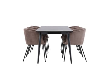 Ellis Spisegruppe 230 cm Rektangulær med 6 Berit stoler - Sort/Brun - Møbler - Bord - Spisegruppe