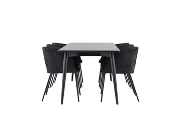 Ellis Spisegruppe 230 cm Rektangulær med 6 Berit stoler - Sort/Sort - Møbler - Bord - Spisegruppe