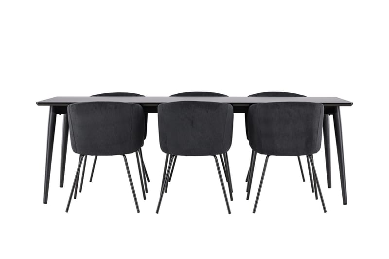 Ellis Spisegruppe 230 cm Rektangulær med 6 Berit stoler - Sort/Sort - Møbler - Bord - Spisegruppe