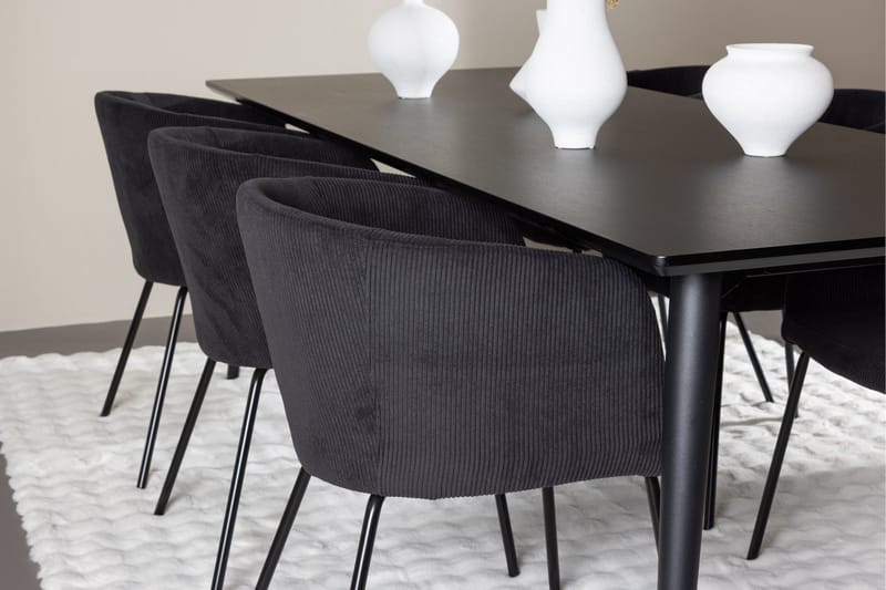 Ellis Spisegruppe 230 cm Rektangulær med 6 Berit stoler - Sort/Sort - Møbler - Bord - Spisegruppe