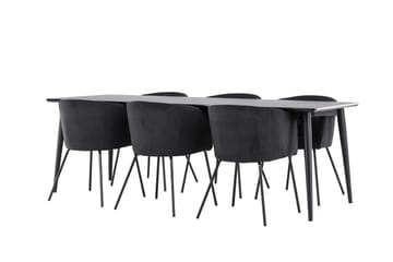 Ellis Spisegruppe 230 cm Rektangulær med 6 Berit stoler - Sort/Sort - Møbler - Bord - Spisegruppe