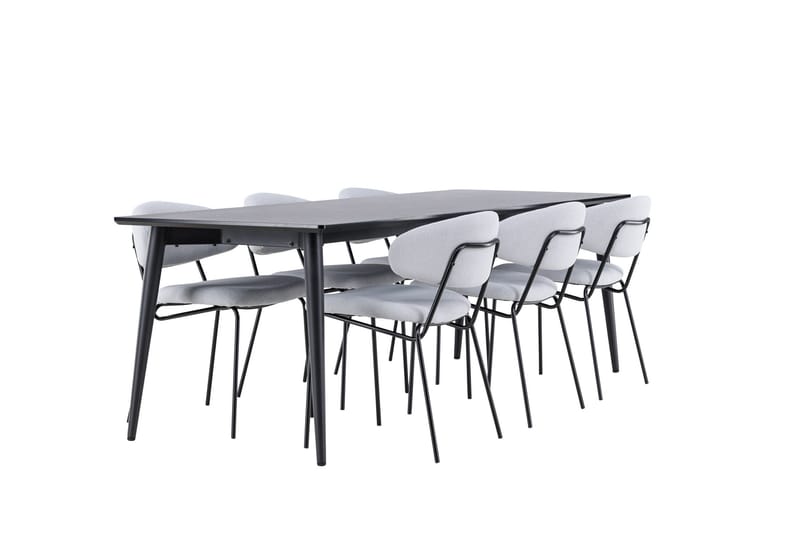 Ellis Spisegruppe 230 cm Rektangulær med 6 Chico stoler - Sort/Blå - Møbler - Bord - Spisegruppe