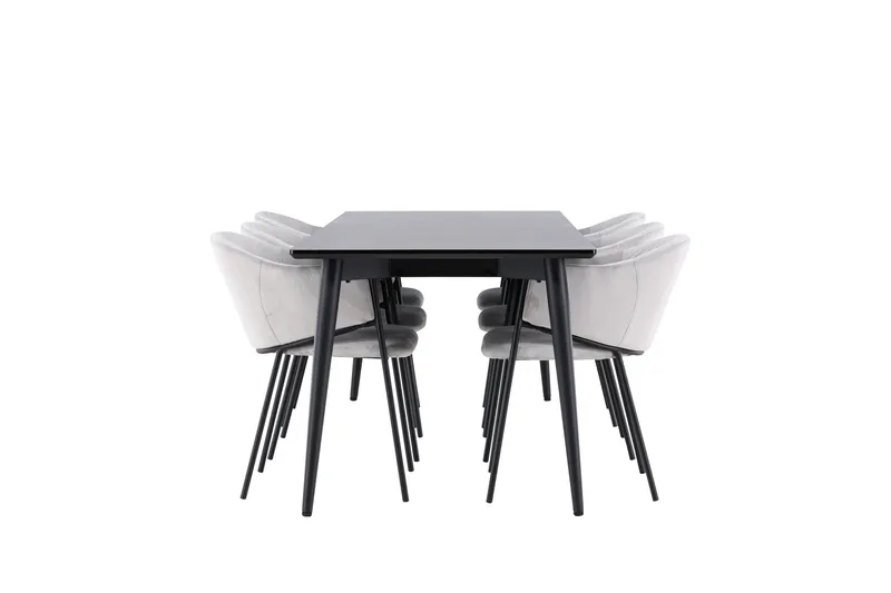 Ellis Spisegruppe 230 cm Rektangulær med 6 Evelina stoler - Sort/Grå - Møbler - Bord - Spisegruppe