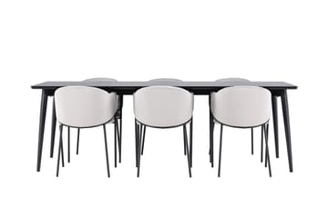 Ellis Spisegruppe 230 cm Rektangulær med 6 Evelina stoler - Sort/Grå - Møbler - Bord - Spisegruppe