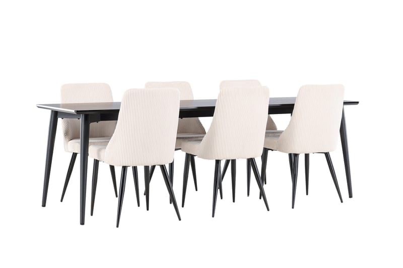Ellis Spisegruppe 230 cm Rektangulær med 6 Leone stoler - Sort/Beige - Møbler - Bord - Spisegruppe
