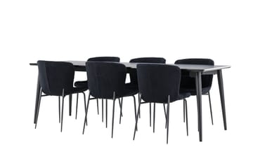 Ellis Spisegruppe 230 cm Rektangulær med 6 Modesto stoler - Sort/Sort - Møbler - Bord - Spisegruppe