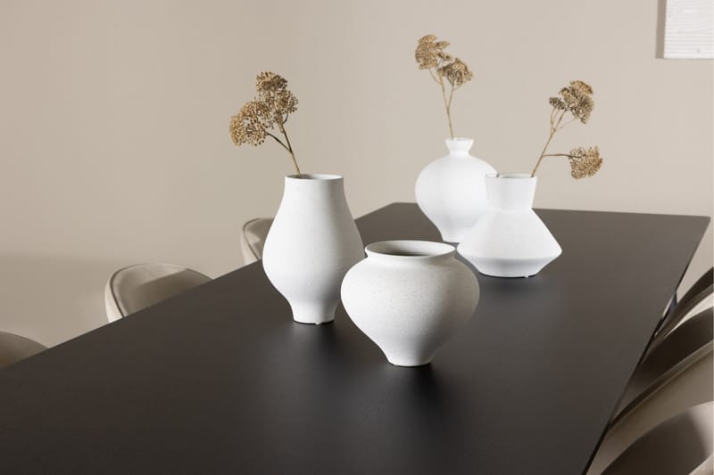 Ellis Spisegruppe 230 cm Rektangulær med 6 Velvet stoler - Sort/Beige - Møbler - Bord - Spisegruppe