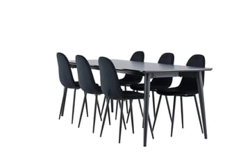Ellis Spisegruppe 230 cm Rektangulær med 6 Polar stoler - Sort/Sort - Møbler - Bord - Spisegruppe