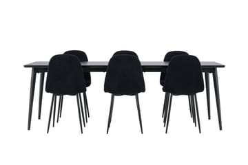 Ellis Spisegruppe 230 cm Rektangulær med 6 Polar stoler - Sort/Sort - Møbler - Bord - Spisegruppe