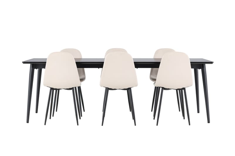 Ellis Spisegruppe 230 cm Rektangulær med 6 Polar stoler - Sort/Beige - Møbler - Bord - Spisegruppe