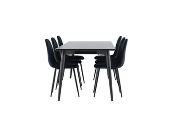 Ellis Spisegruppe 230 cm Rektangulær med 6 Polar stoler - Sort/Sort - Møbler - Bord - Spisegruppe