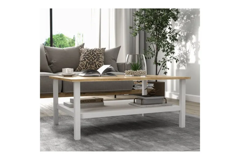 Elvano Stuebord 100 cm - Natur/Hvit - Møbler - Bord - Sofabord & salongbord