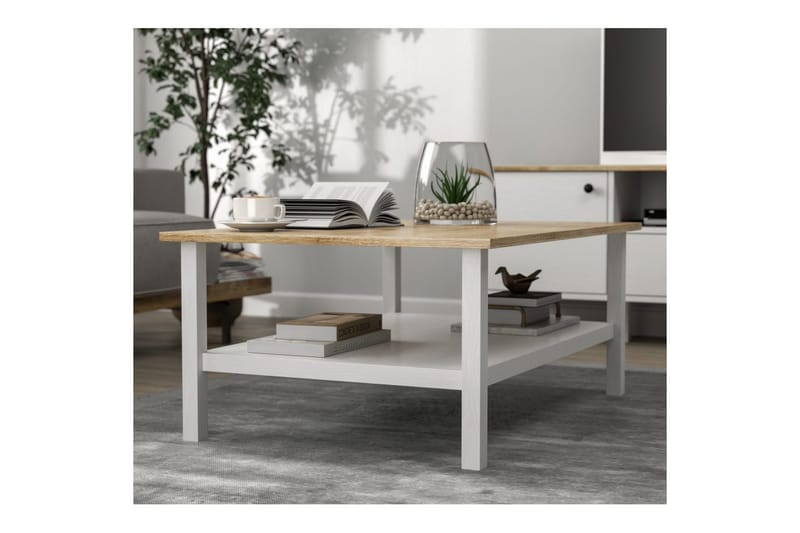 Elvano Stuebord 100 cm - Natur/Hvit - Møbler - Bord - Sofabord & salongbord