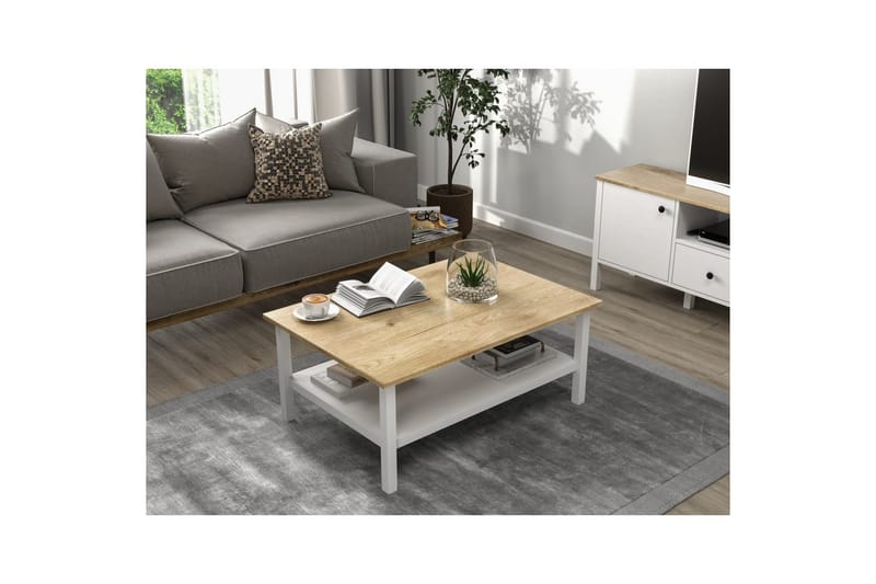 Elvano Stuebord 100 cm - Natur/Hvit - Møbler - Bord - Sofabord & salongbord