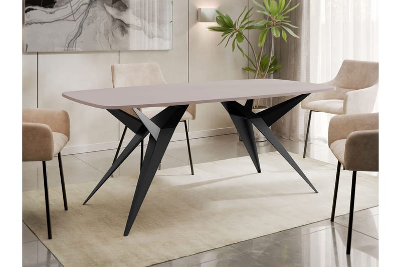 Elvora Matbord 160 cm Rektangulær - Beige/Svart - Møbler - Bord - Spisebord & kjøkkenbord