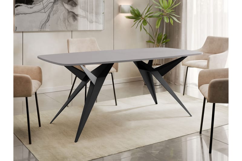 Elvora Matbord 160 cm Rektangulær - Grå/Svart - Møbler - Bord - Spisebord & kjøkkenbord